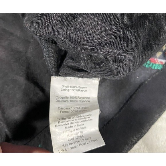 Tanvi Kedia Anthropologie Black Midi Dress Colorful Boho Wedding Women's Sz 2 - Picture 5 of 9